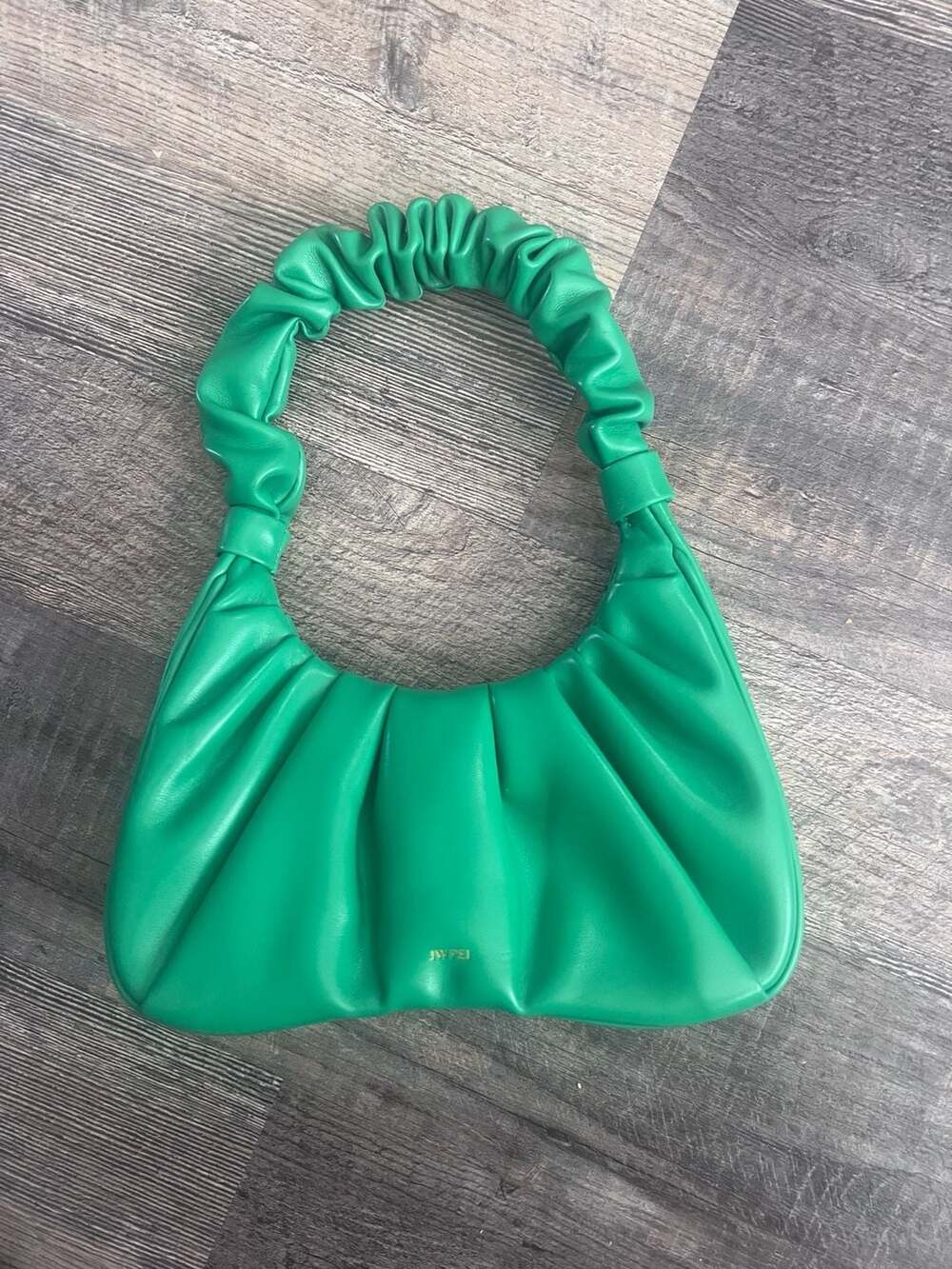 JW PEI Gabbi Ruched Hobo Handbag Grass Green Vegan Leather Shoulder Bag